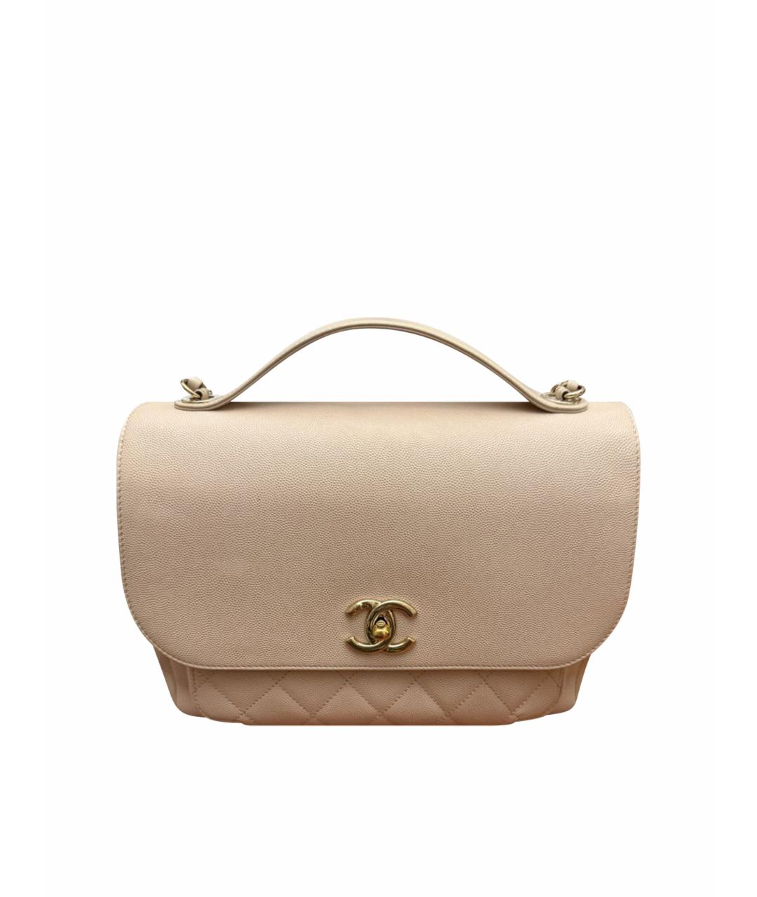 CHANEL Бежевая кожаная сумка через плечо, фото 1