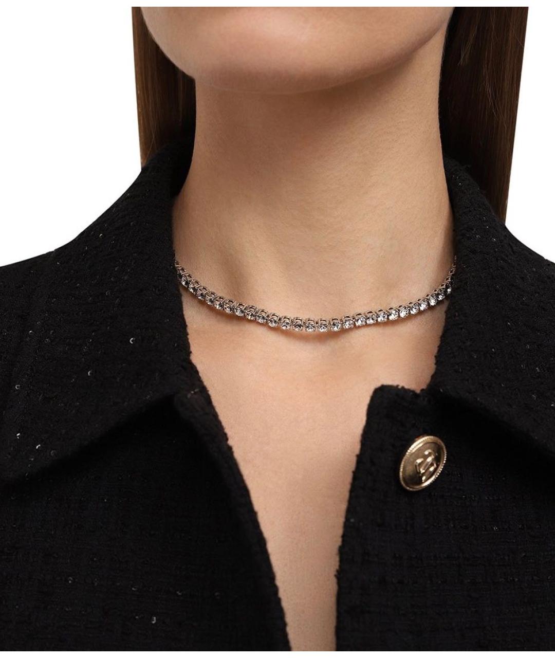 Amina Muaddi Серебрянный чокер, фото 2