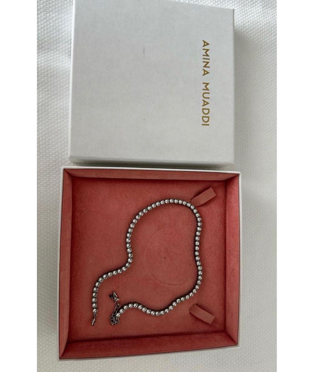 Amina Muaddi Серебрянный чокер, фото 5