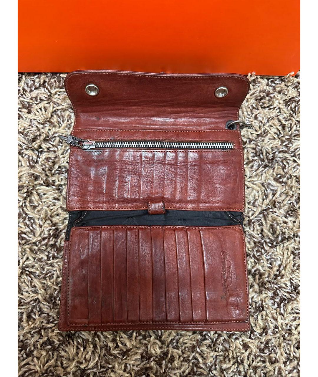 CHROME HEARTS Бордовый кожаный кошелек, фото 3