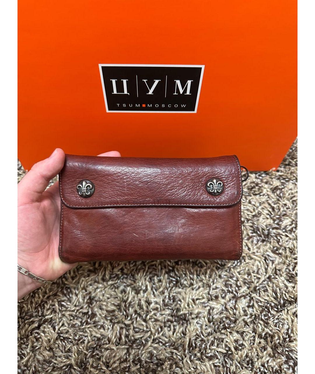 CHROME HEARTS Бордовый кожаный кошелек, фото 6