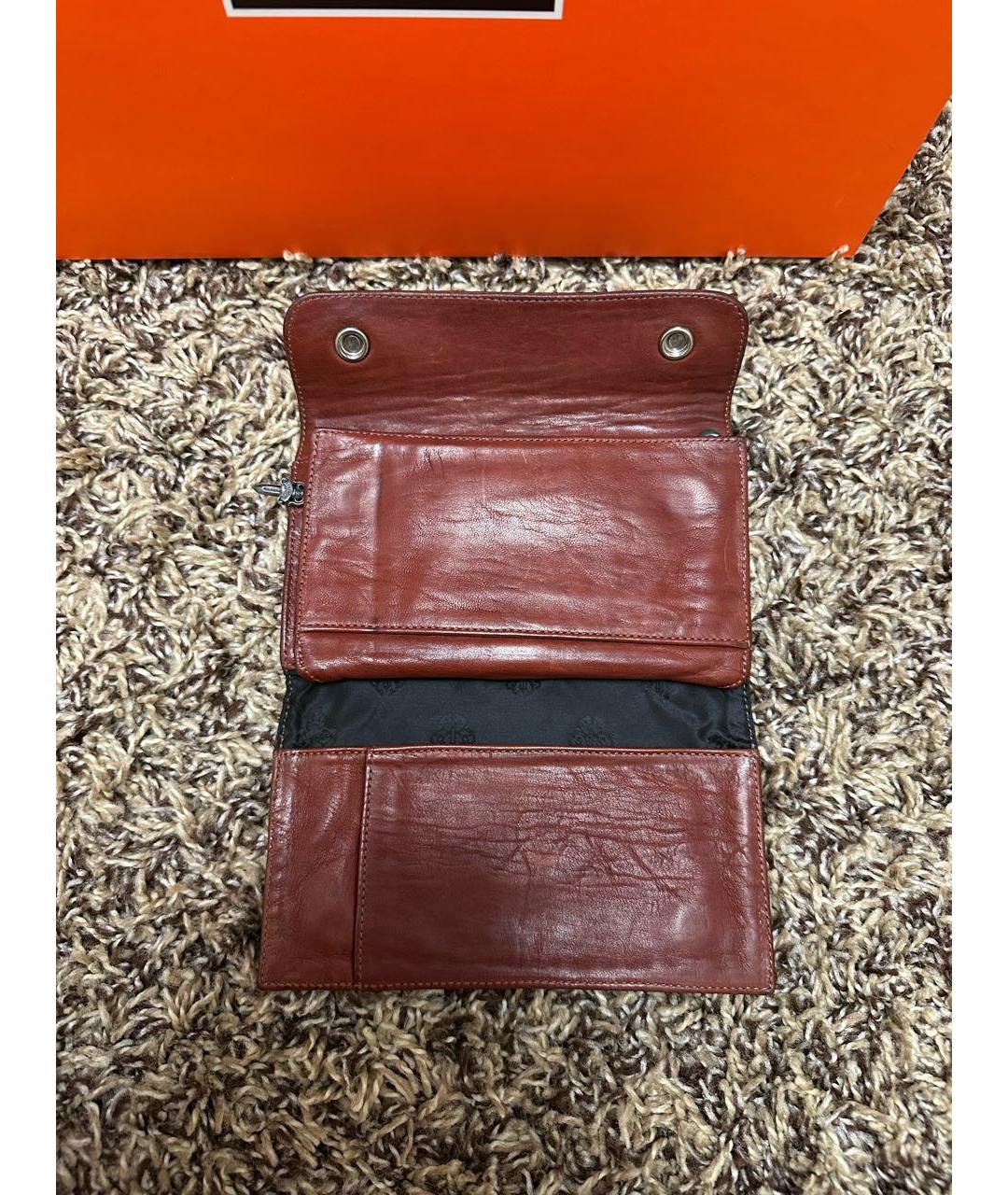 CHROME HEARTS Бордовый кожаный кошелек, фото 4
