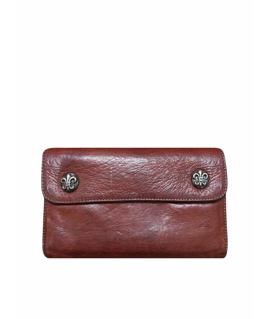 CHROME HEARTS Бордовый кожаный кошелек, фото 1