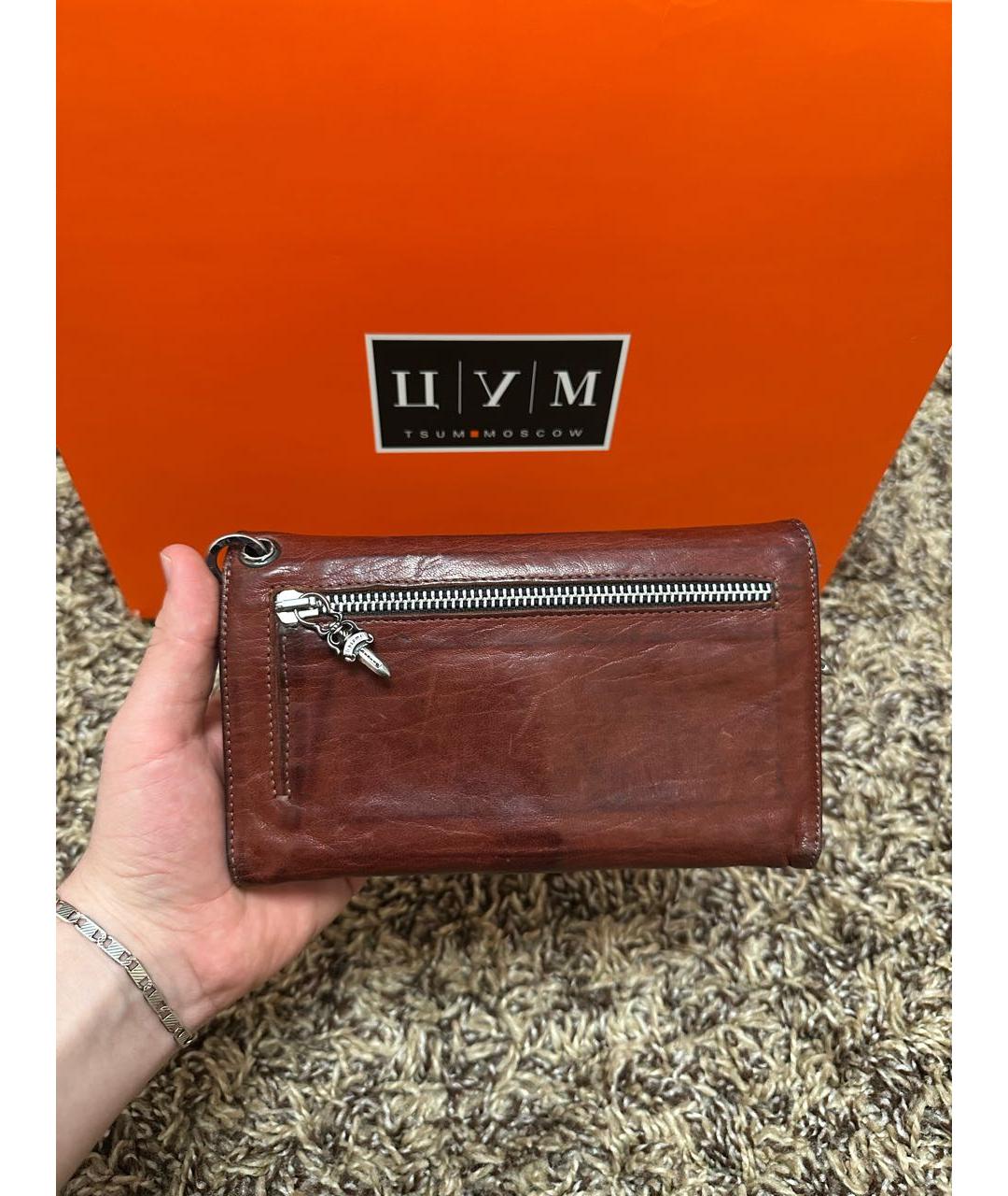 CHROME HEARTS Бордовый кожаный кошелек, фото 5