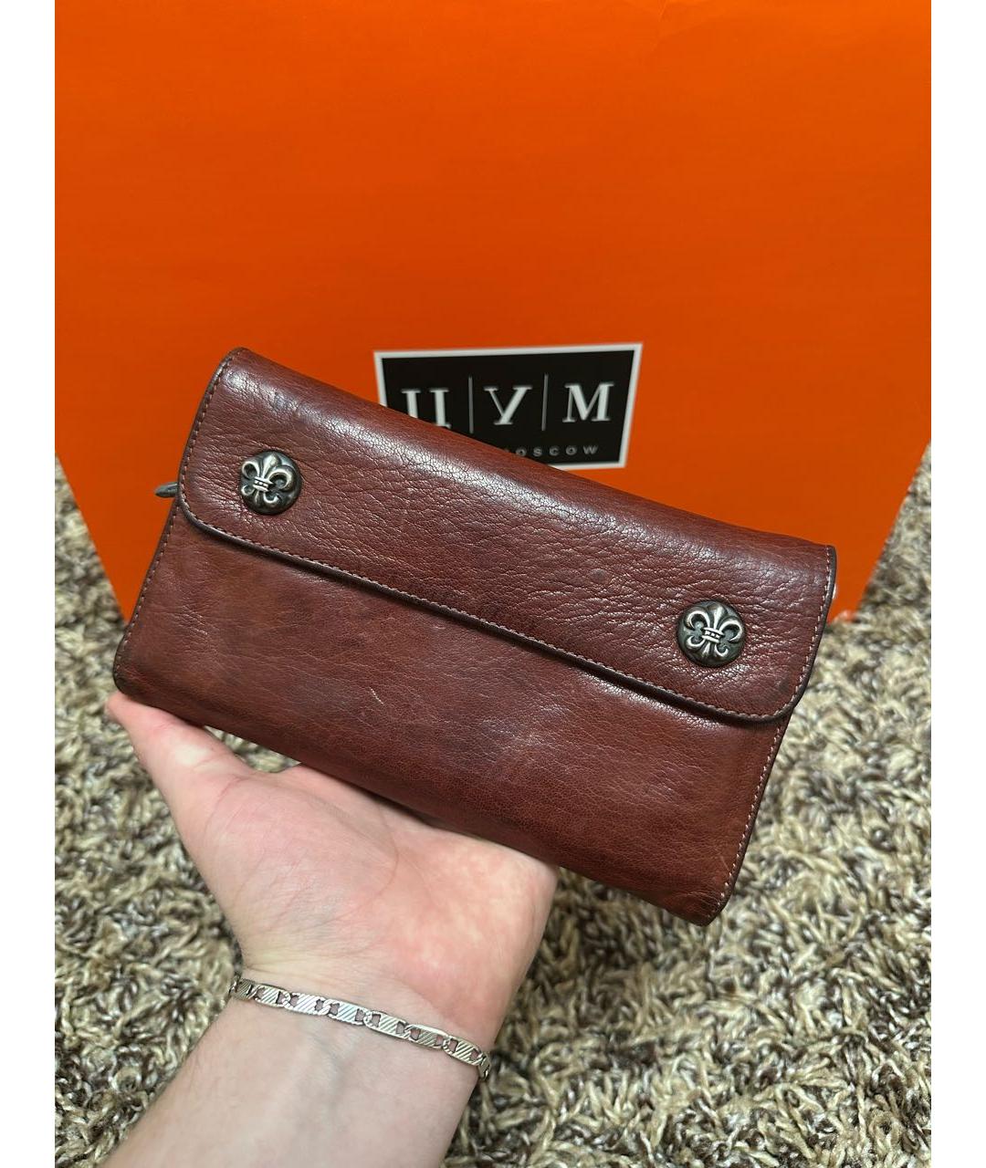 CHROME HEARTS Бордовый кожаный кошелек, фото 2