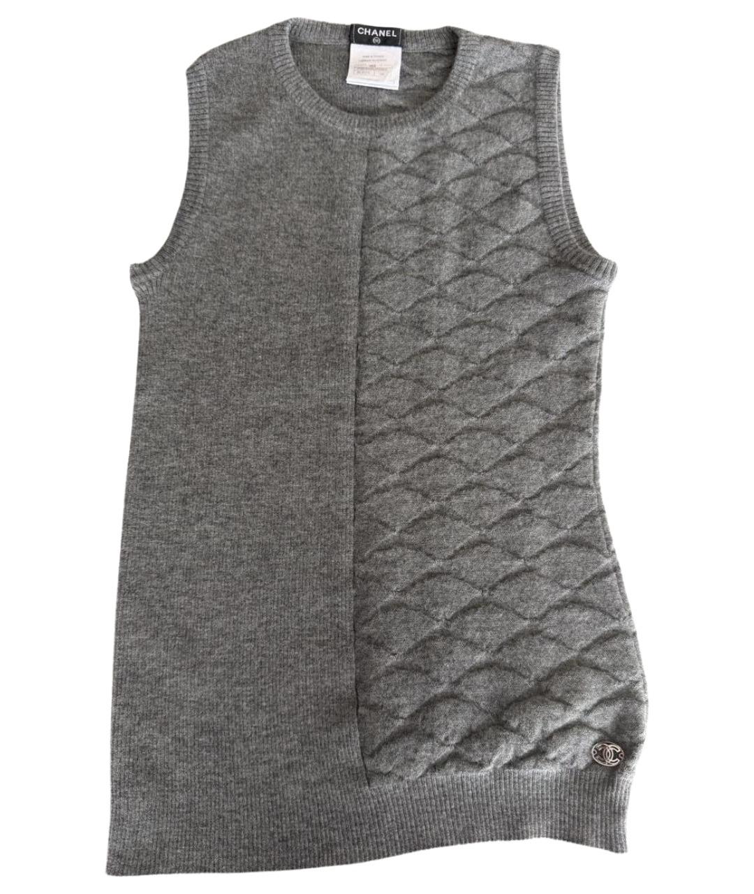 CHANEL Серая кашемировая майка, фото 1