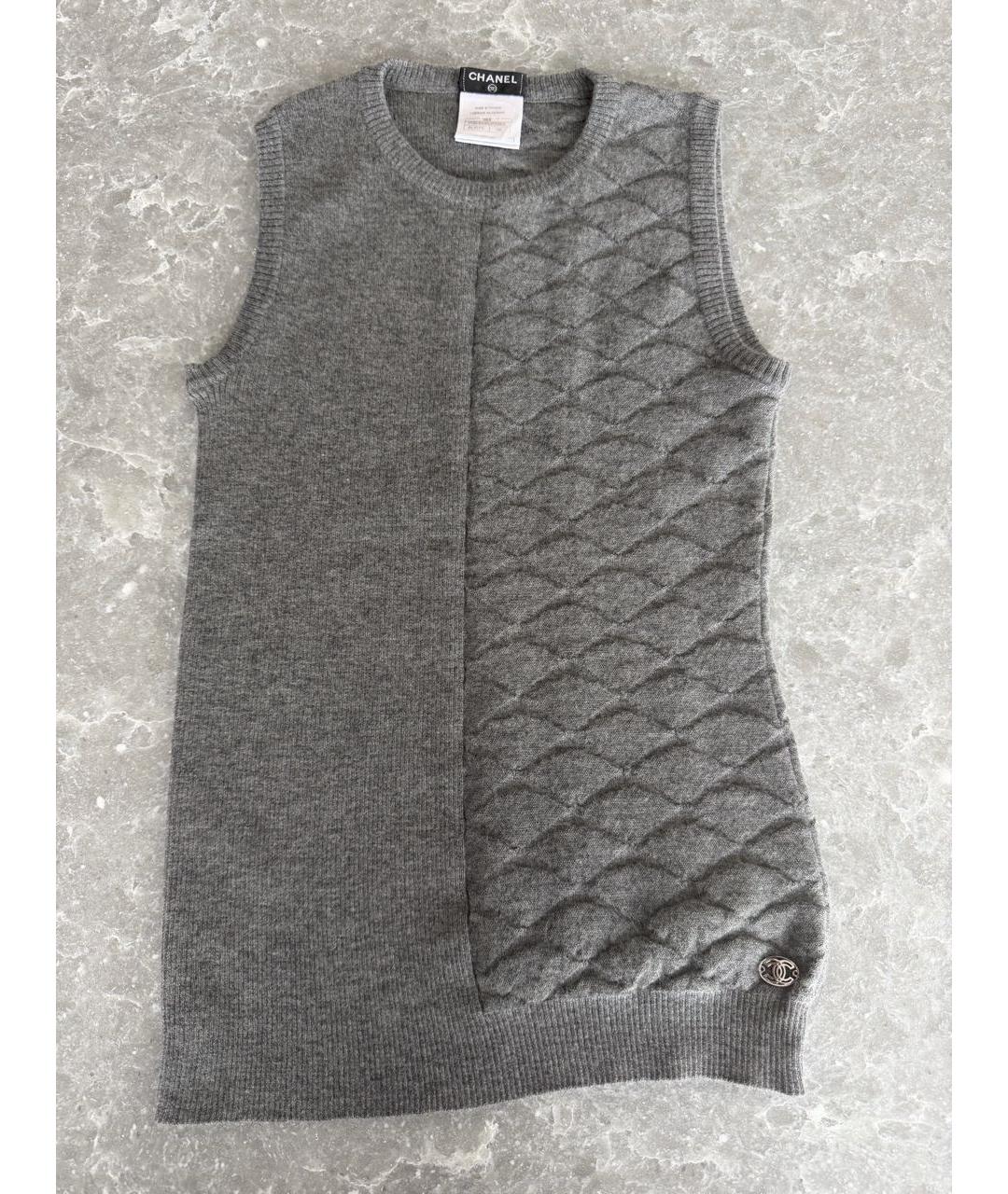 CHANEL Серая кашемировая майка, фото 5