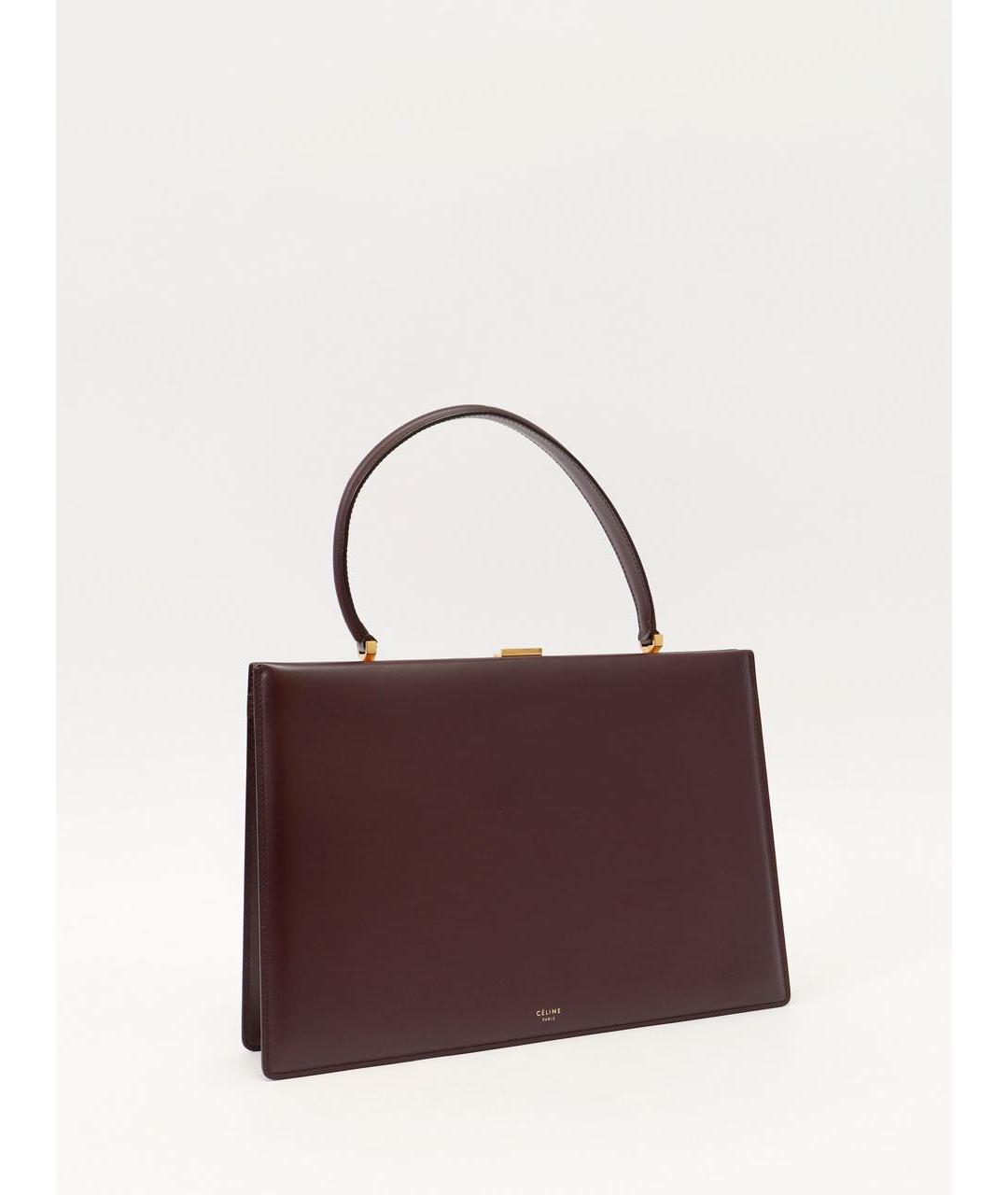 CELINE Бордовая кожаная сумка тоут, фото 2