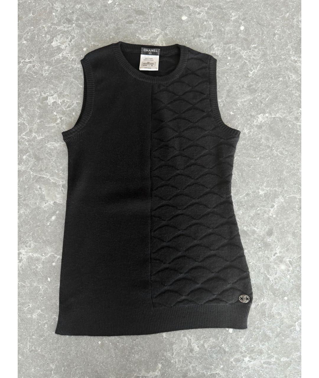 CHANEL Черная кашемировая майка, фото 5