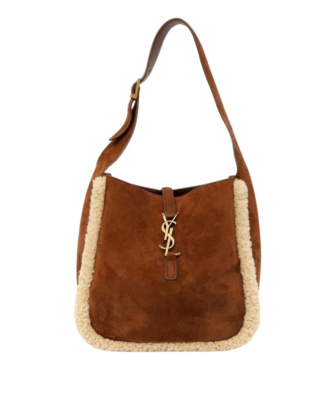 SAINT LAURENT Коричневая кожаная сумка тоут, фото 1