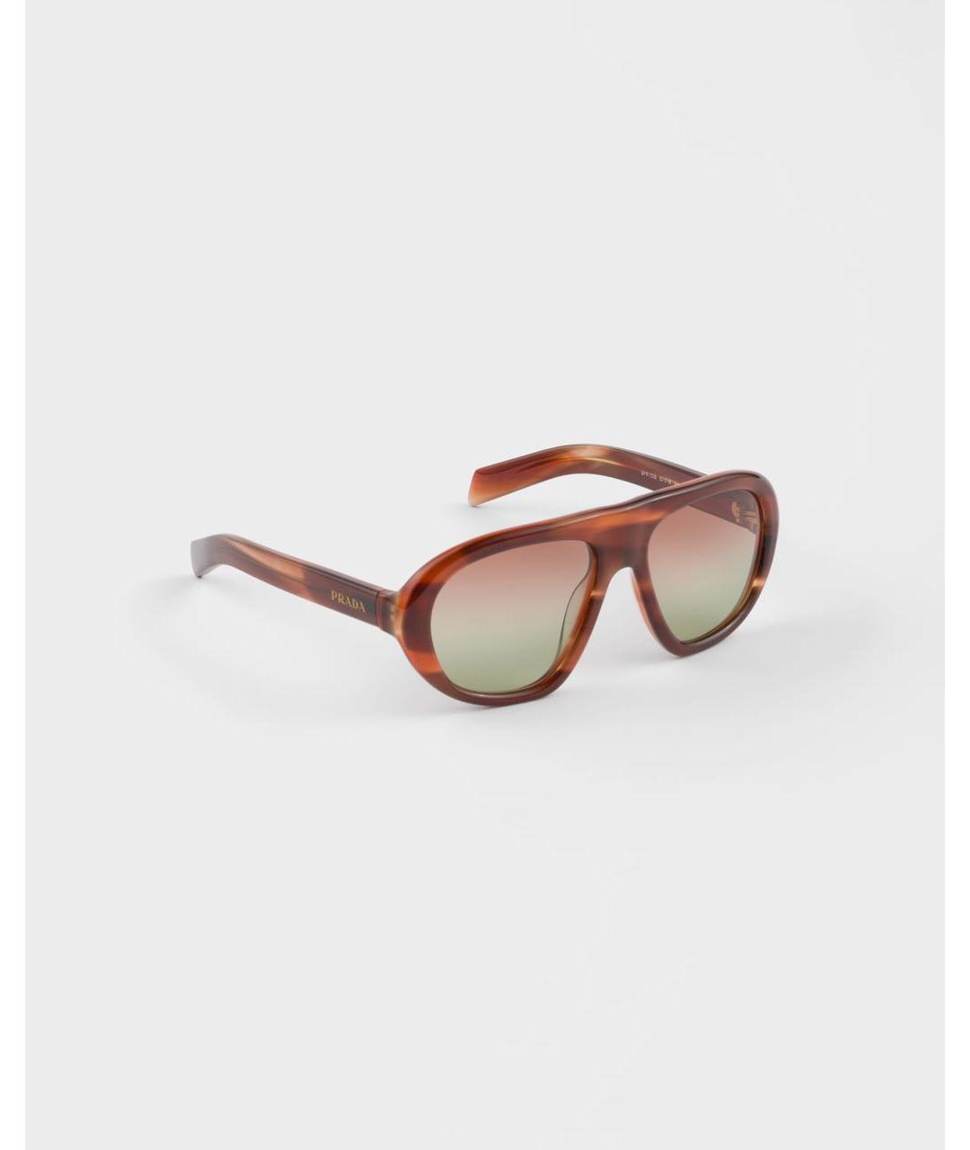 PRADA Коричневые пластиковые солнцезащитные очки, фото 3
