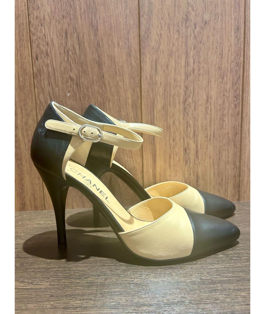 CHANEL Бежевые кожаные туфли, фото 2