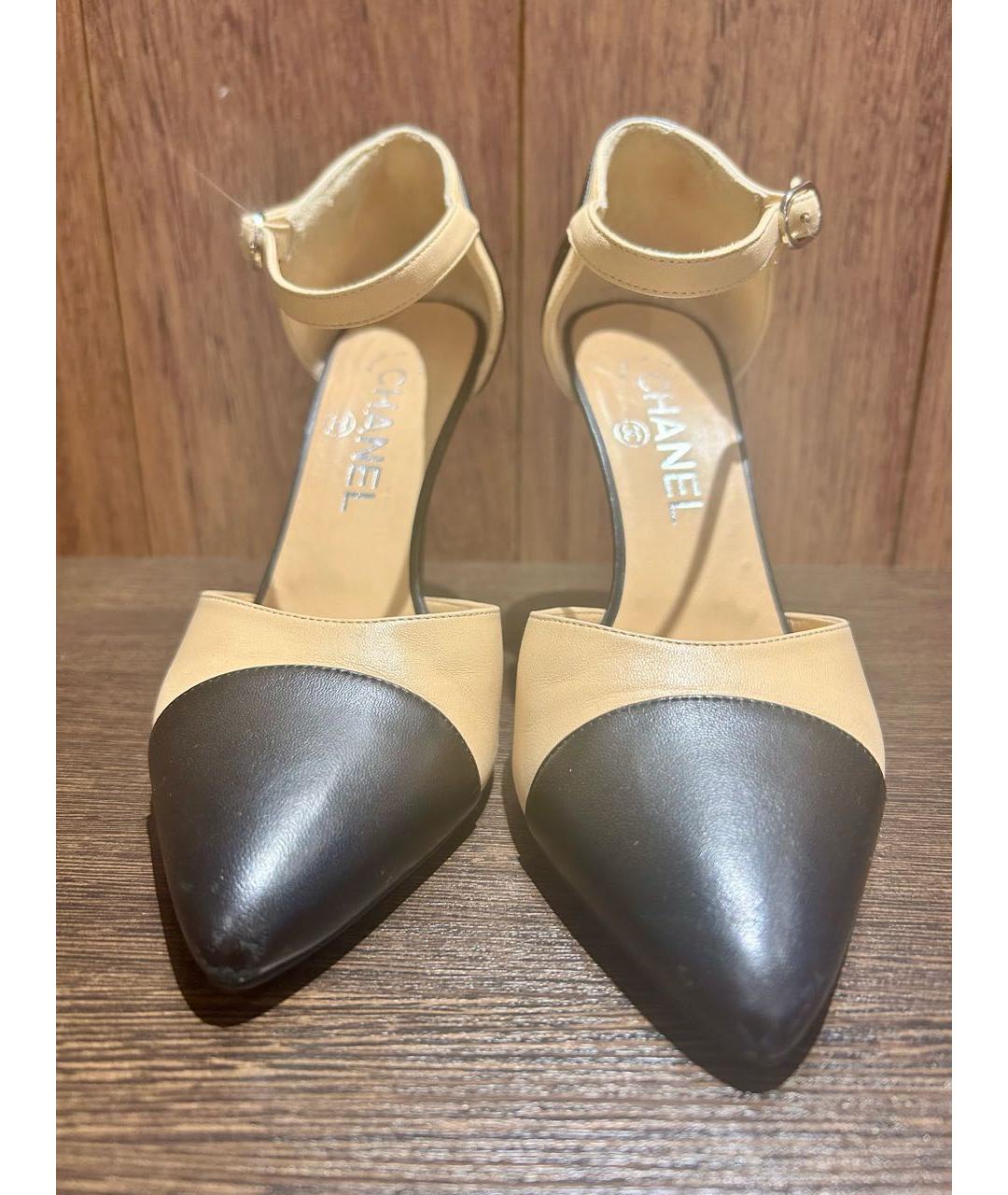CHANEL Бежевые кожаные туфли, фото 3
