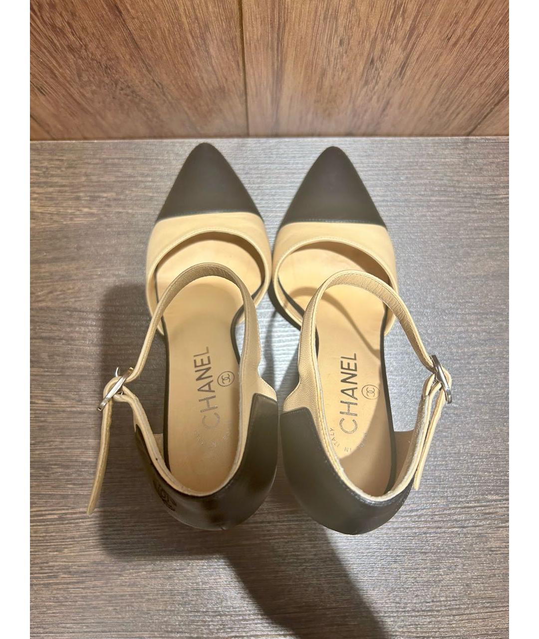 CHANEL Бежевые кожаные туфли, фото 4