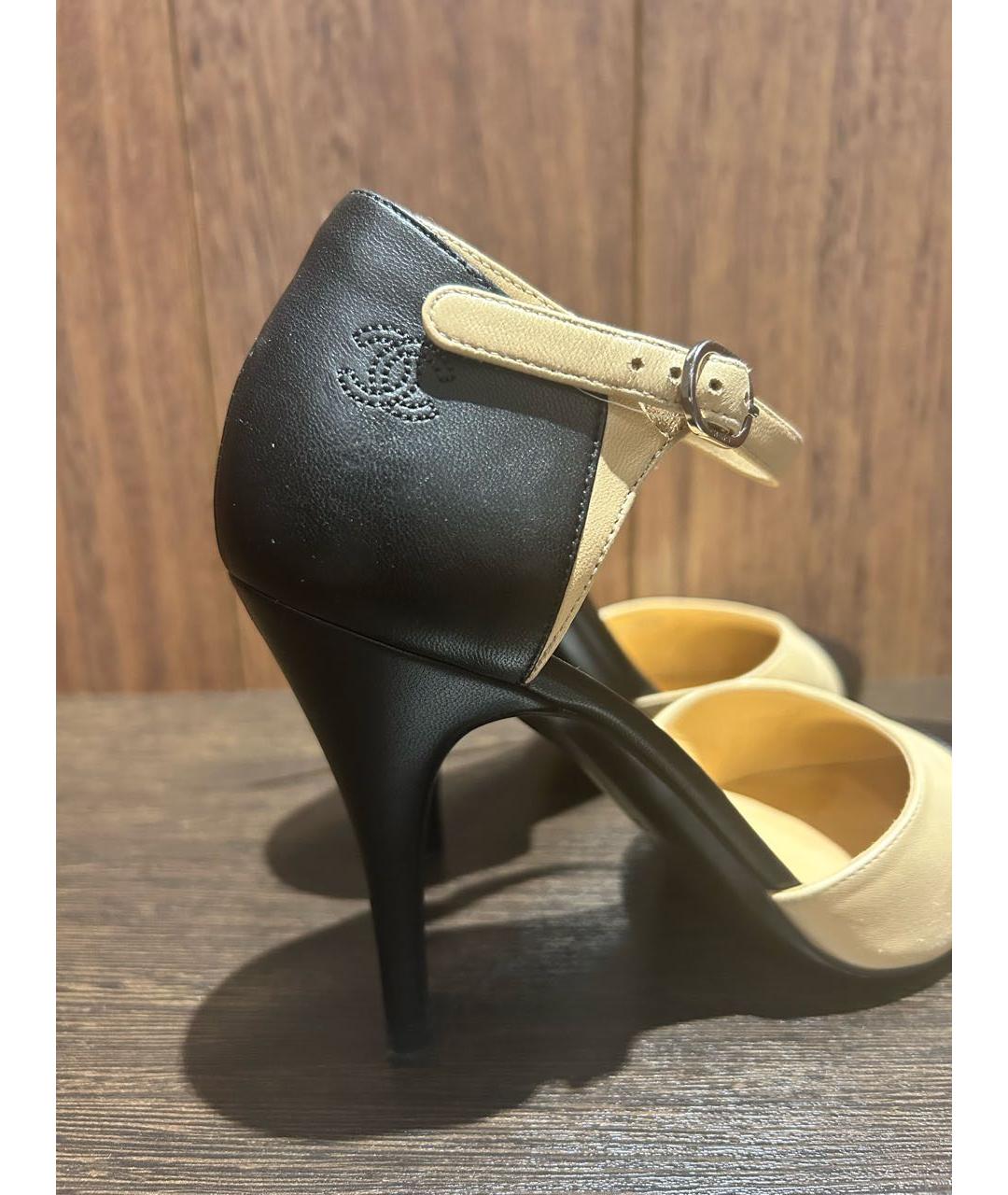 CHANEL Бежевые кожаные туфли, фото 6