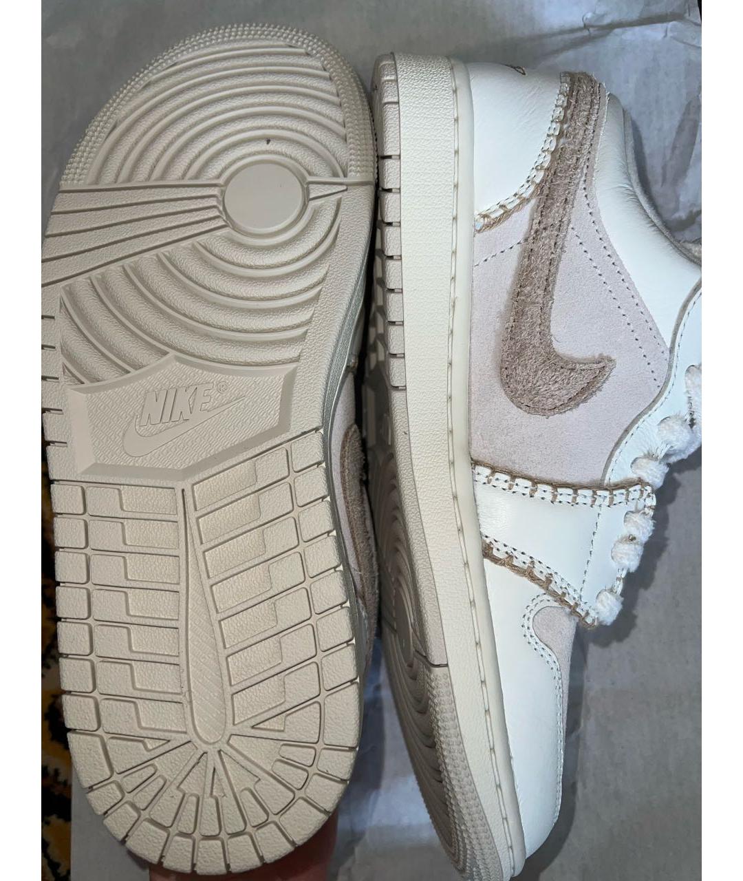 JORDAN Бежевые кожаные кроссовки, фото 5