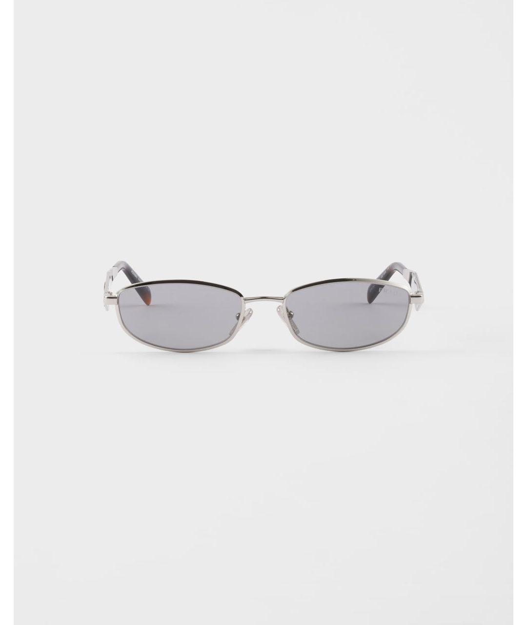 PRADA Серебряные металлические солнцезащитные очки, фото 4