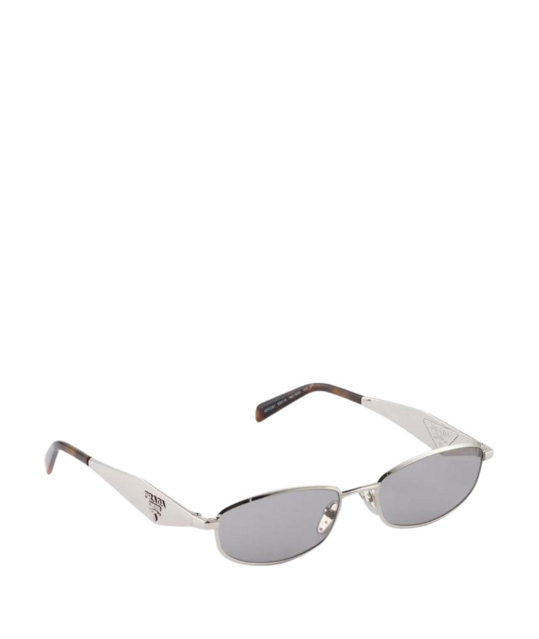 PRADA Серебряные металлические солнцезащитные очки, фото 1