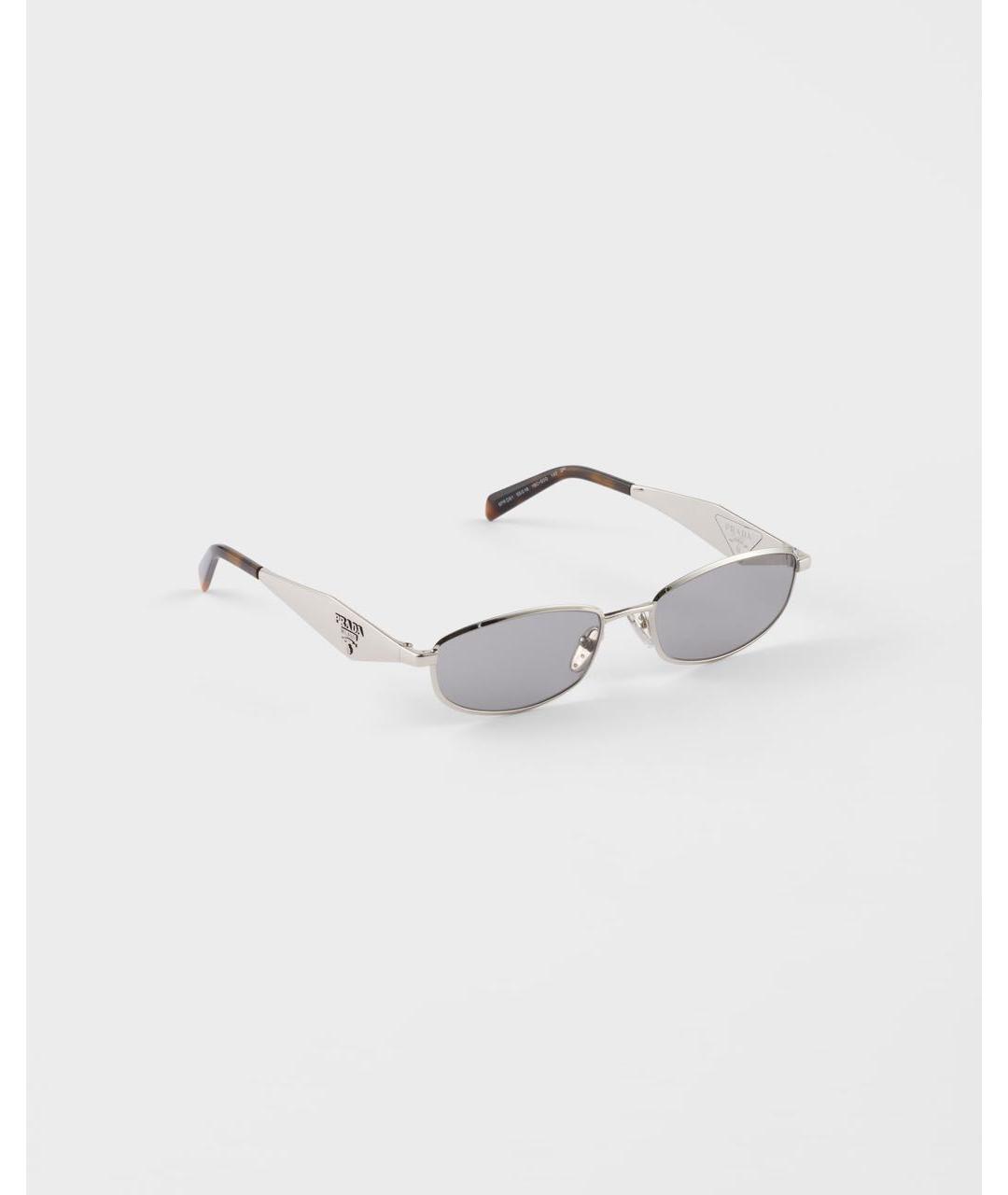PRADA Серебряные металлические солнцезащитные очки, фото 7