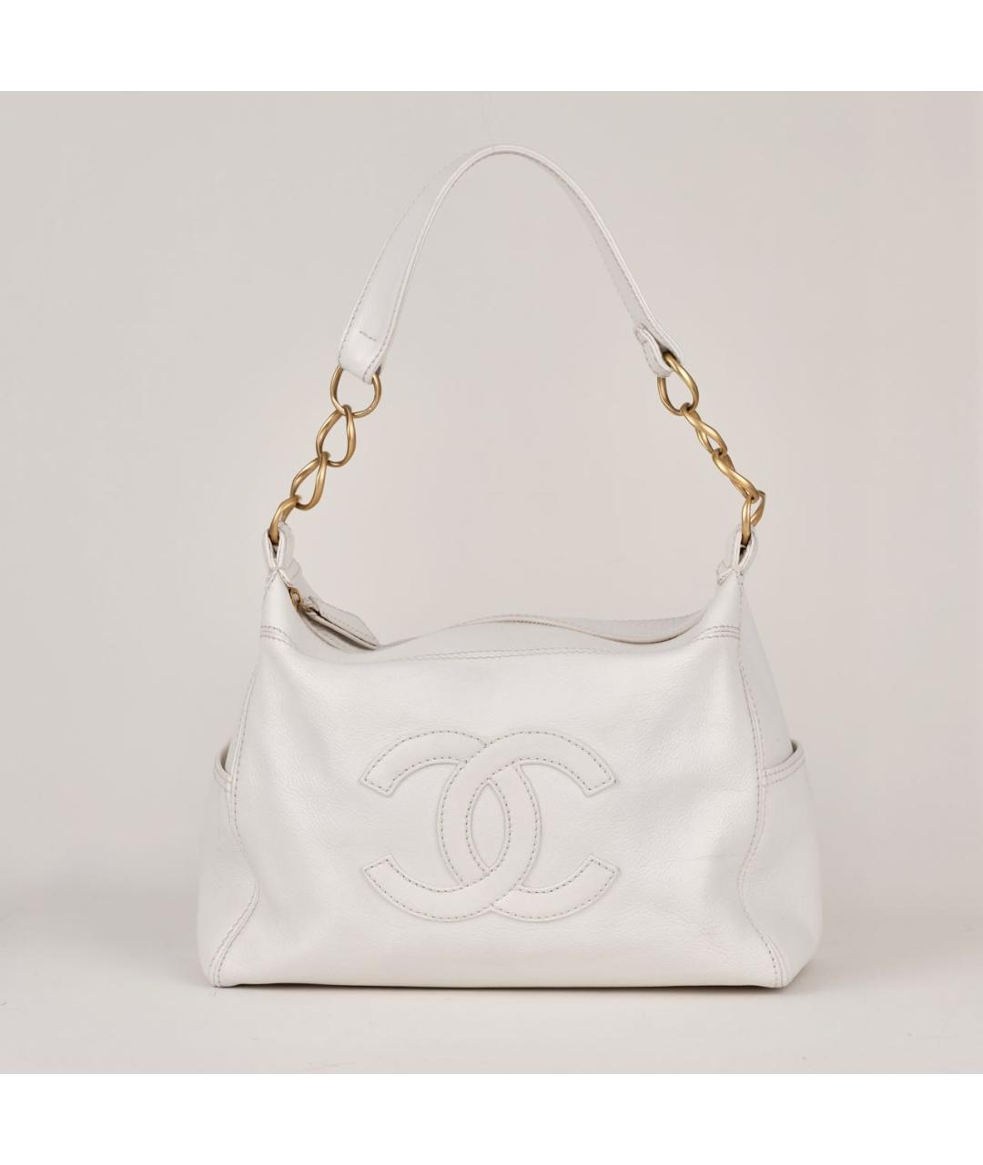 CHANEL Белая кожаная сумка тоут, фото 9