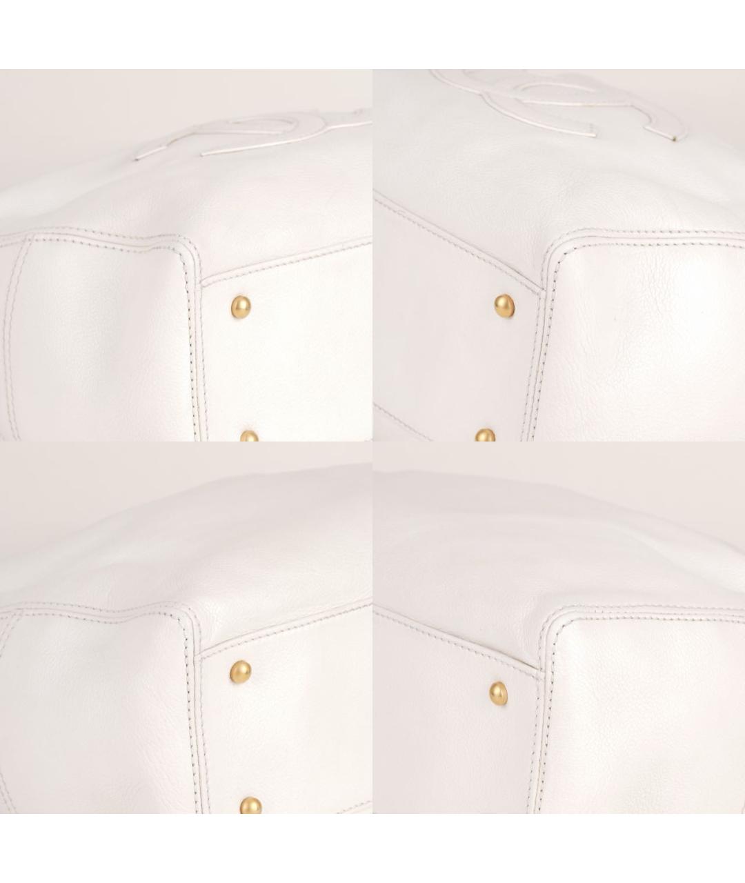 CHANEL Белая кожаная сумка тоут, фото 8