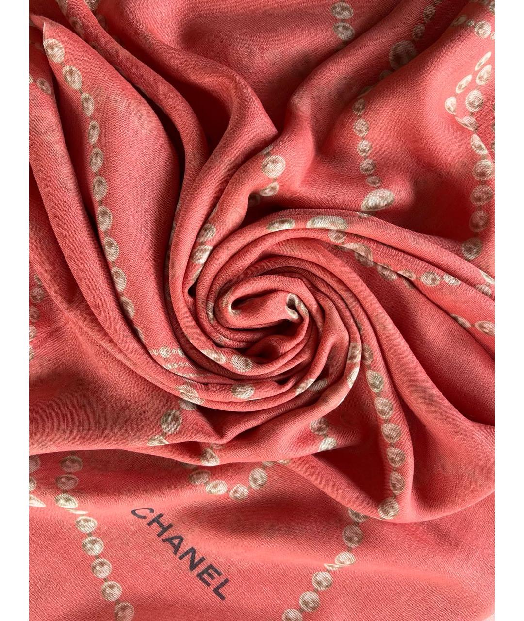 CHANEL Коралловый кашемировый платок, фото 5