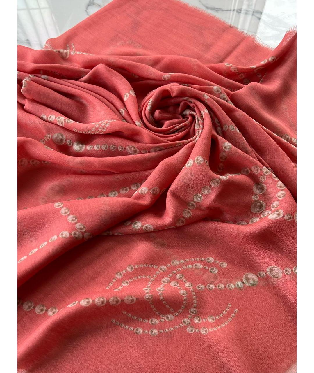 CHANEL Коралловый кашемировый платок, фото 6