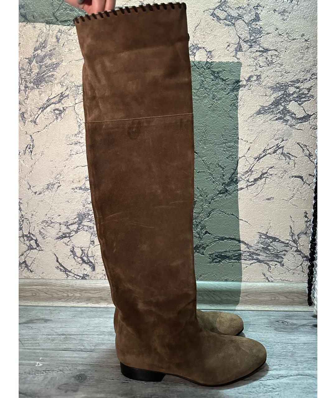 DOLCE&GABBANA Коричневые замшевые ботфорты, фото 5