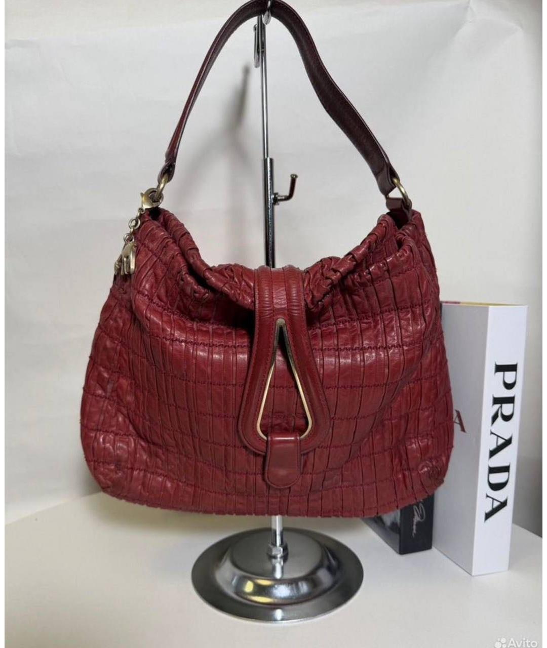 BALLY Красная кожаная сумка с короткими ручками, фото 6