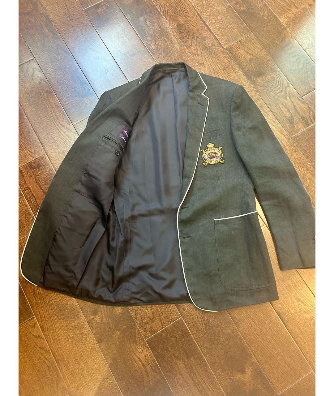 RALPH LAUREN Антрацитовый льняной пиджак, фото 3