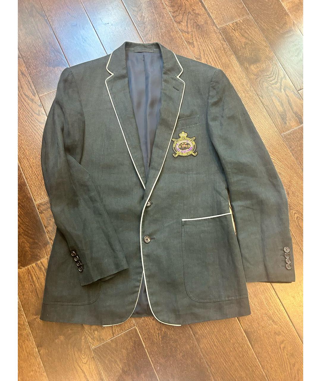 RALPH LAUREN Антрацитовый льняной пиджак, фото 9