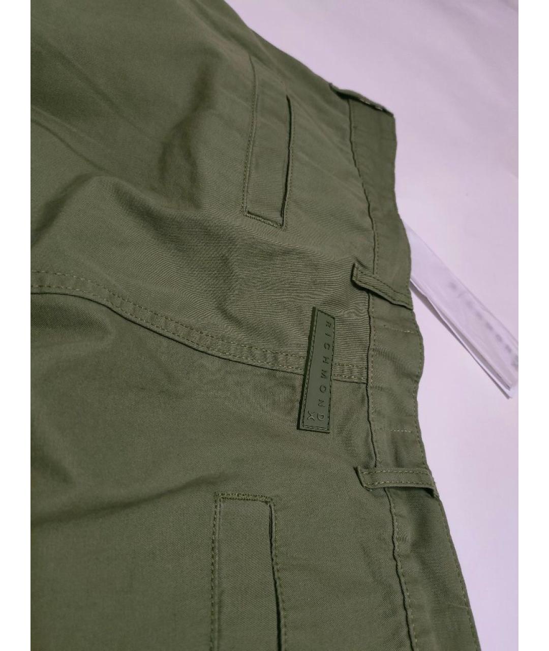 JOHN RICHMOND Зеленые хлопковые повседневные брюки, фото 2