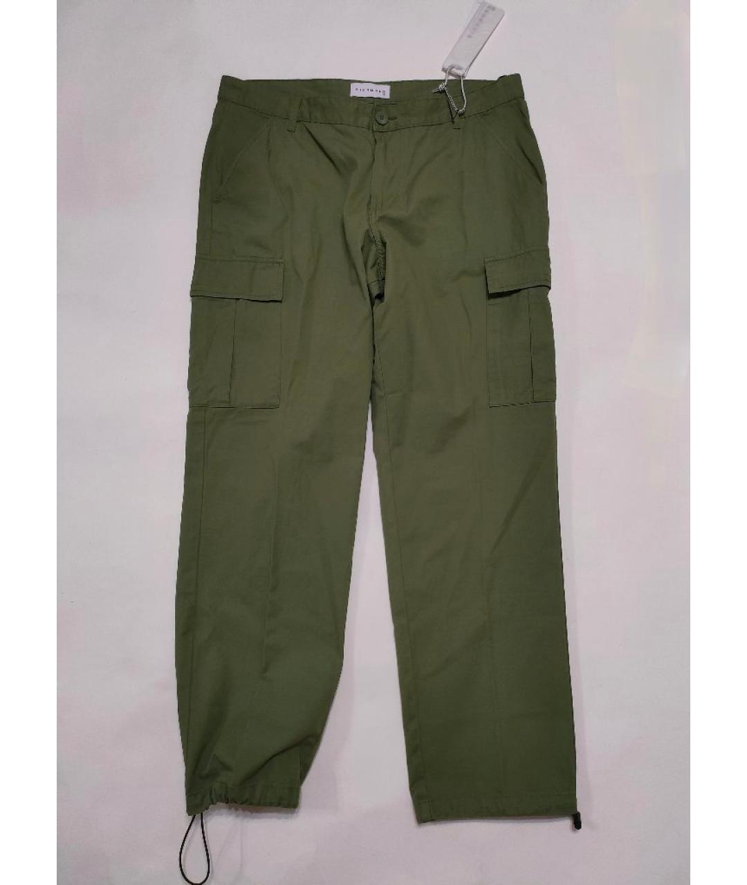 JOHN RICHMOND Зеленые хлопковые повседневные брюки, фото 5