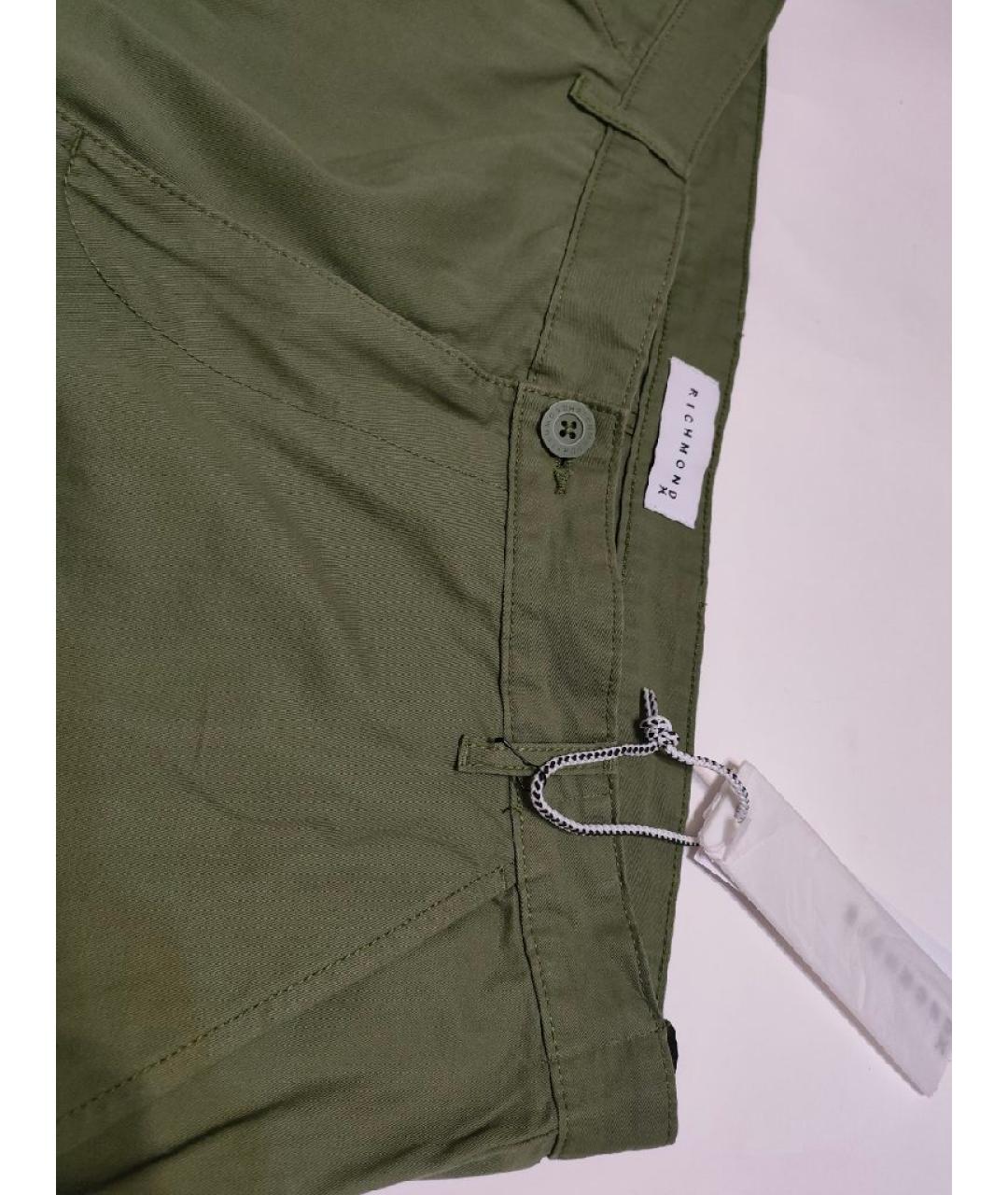 JOHN RICHMOND Зеленые хлопковые повседневные брюки, фото 4