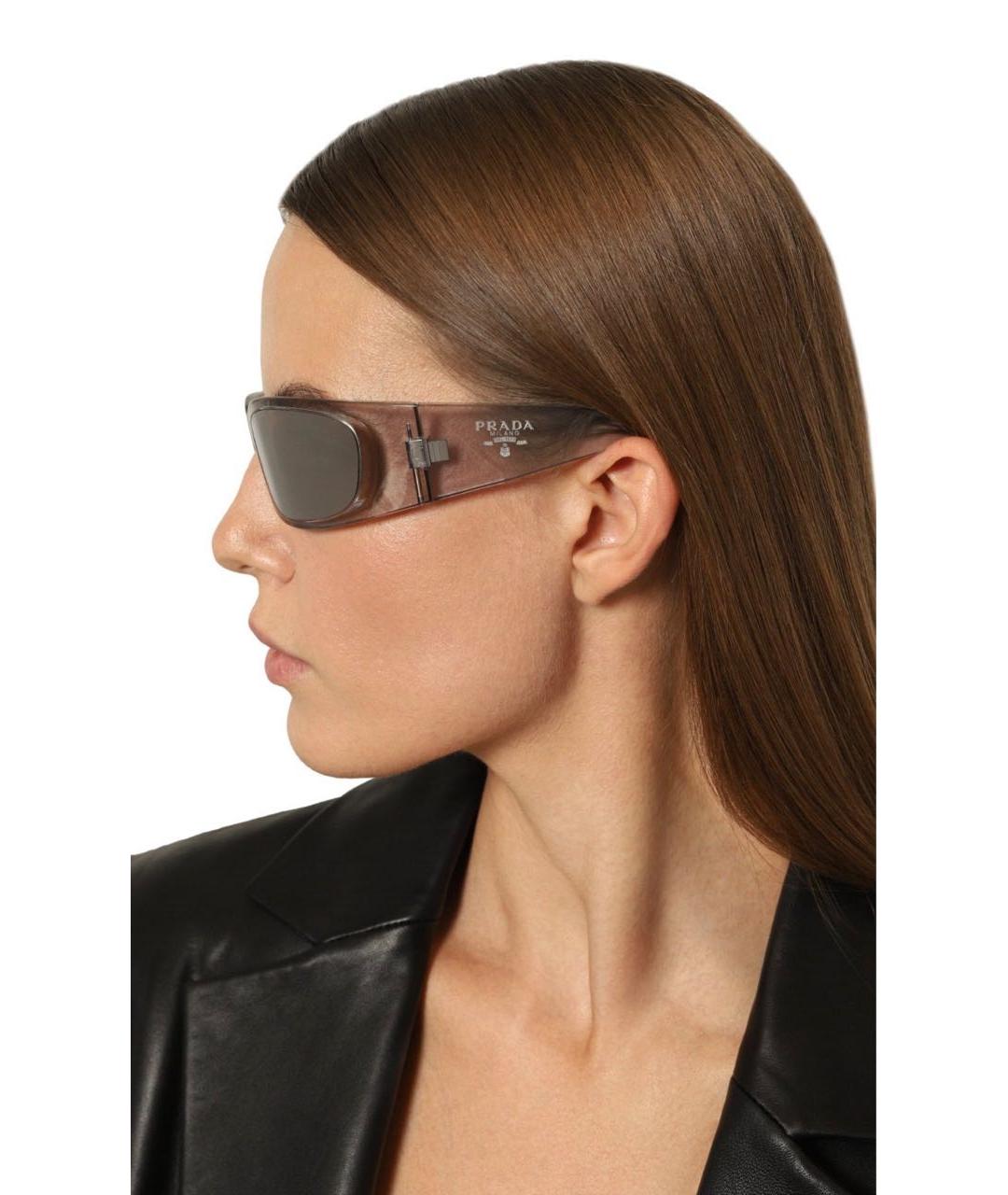 PRADA Серебряные пластиковые солнцезащитные очки, фото 3