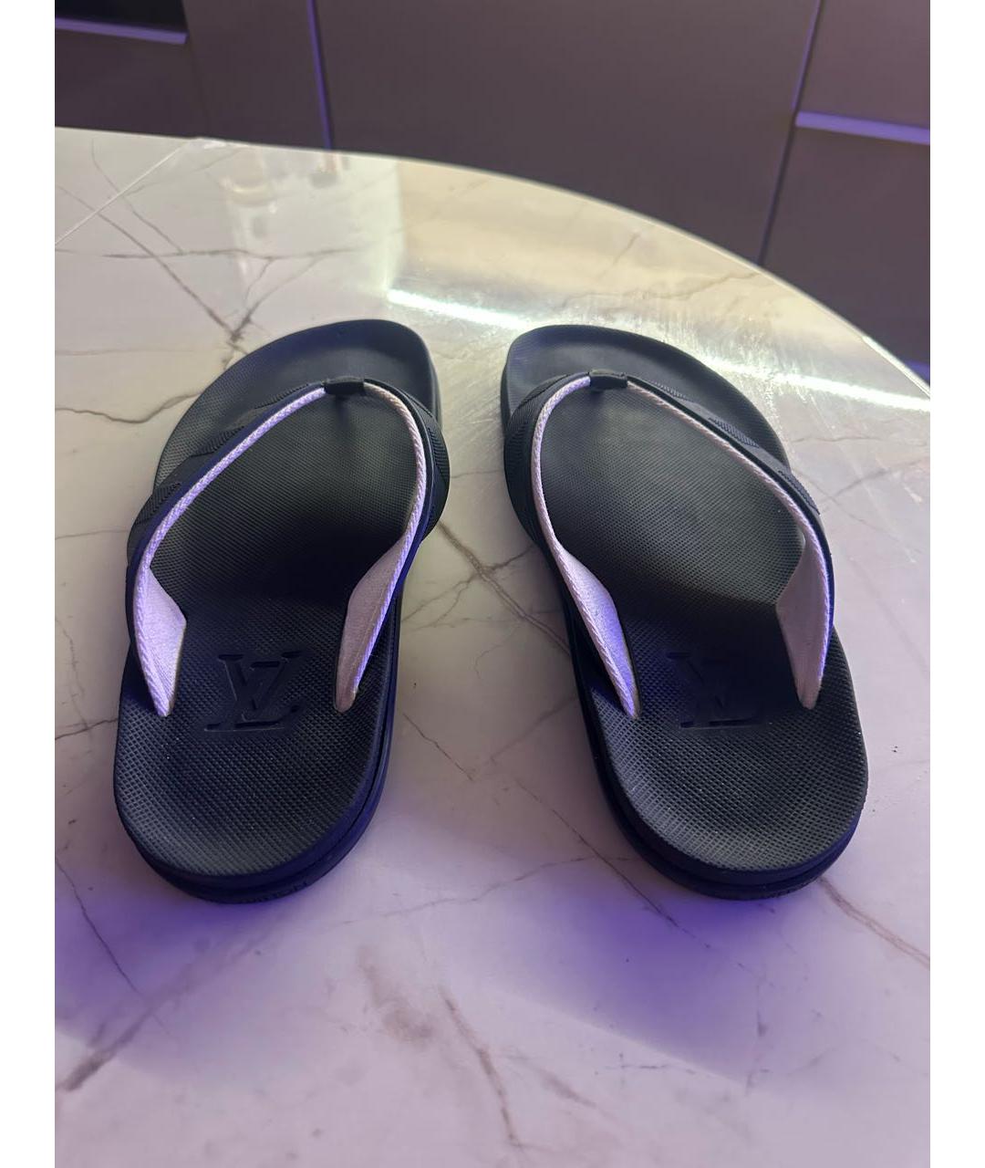 LOUIS VUITTON Темно-синие резиновые шлепанцы, фото 4
