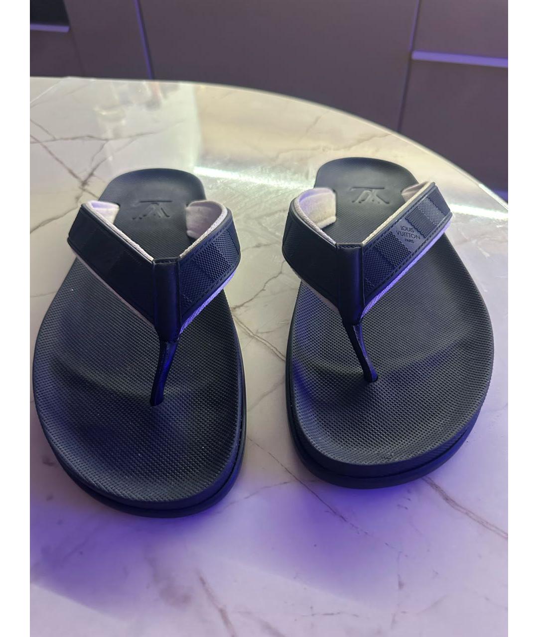 LOUIS VUITTON Темно-синие резиновые шлепанцы, фото 2