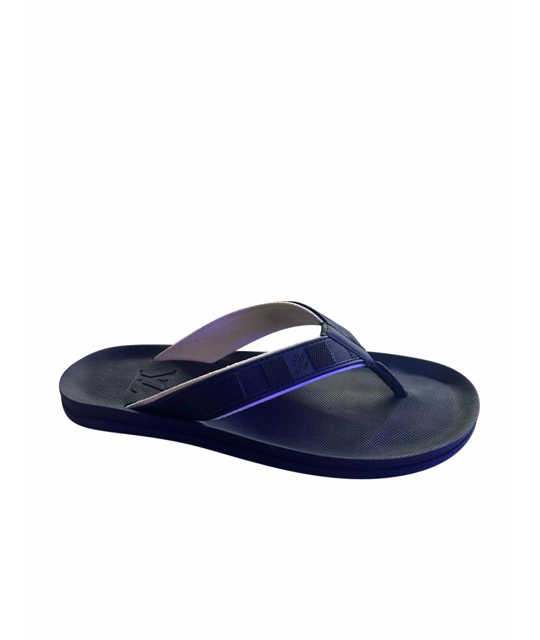 LOUIS VUITTON Темно-синие резиновые шлепанцы, фото 1