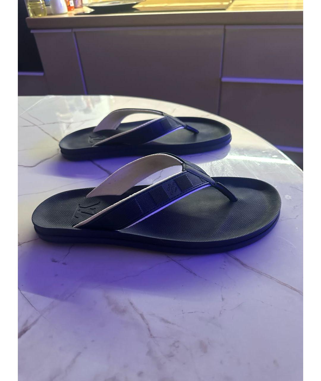 LOUIS VUITTON Темно-синие резиновые шлепанцы, фото 9