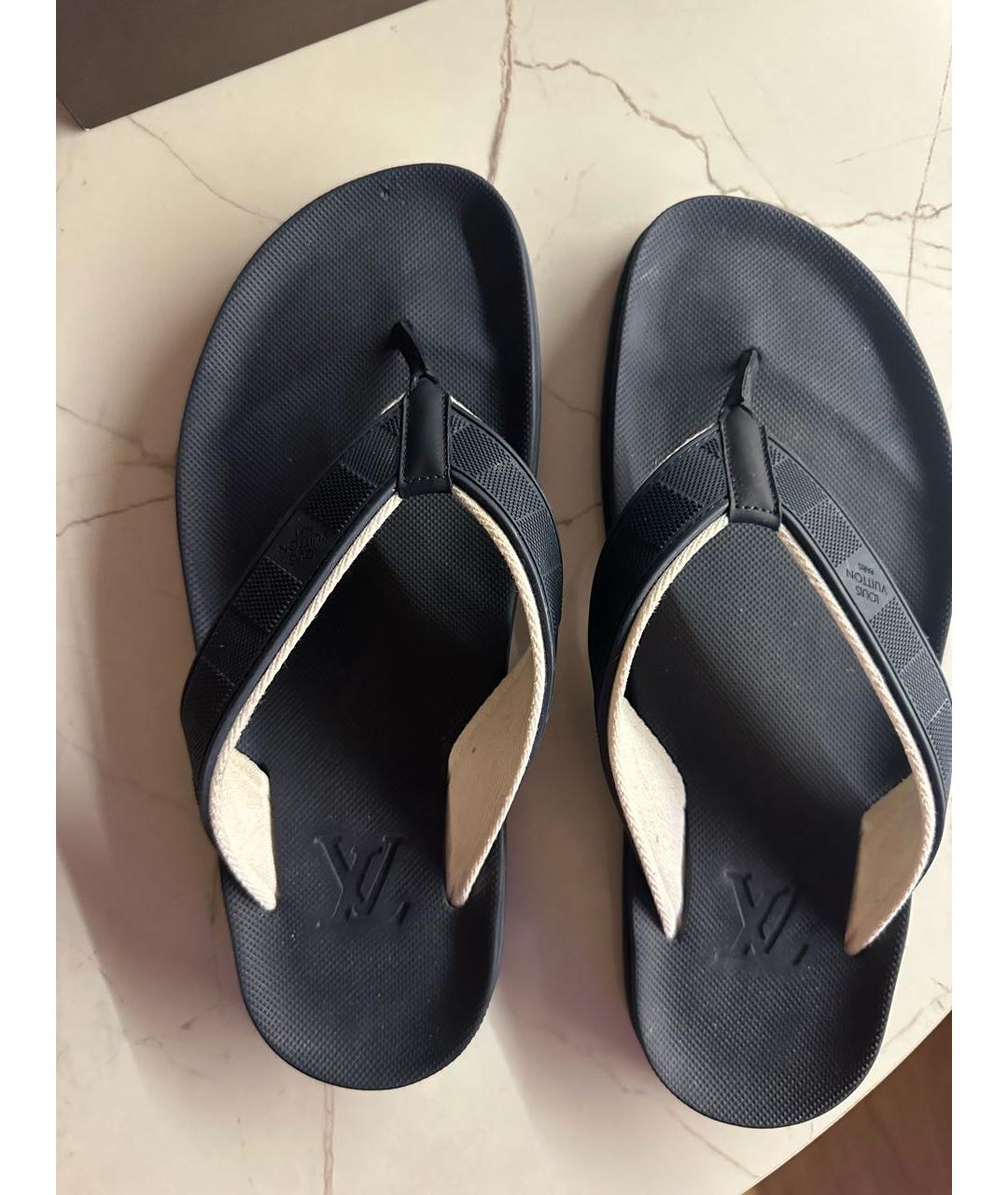 LOUIS VUITTON Темно-синие резиновые шлепанцы, фото 3