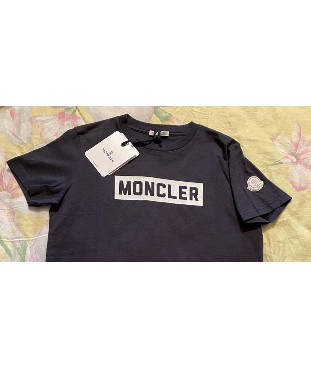 MONCLER Черная хлопковая детская футболка, фото 2