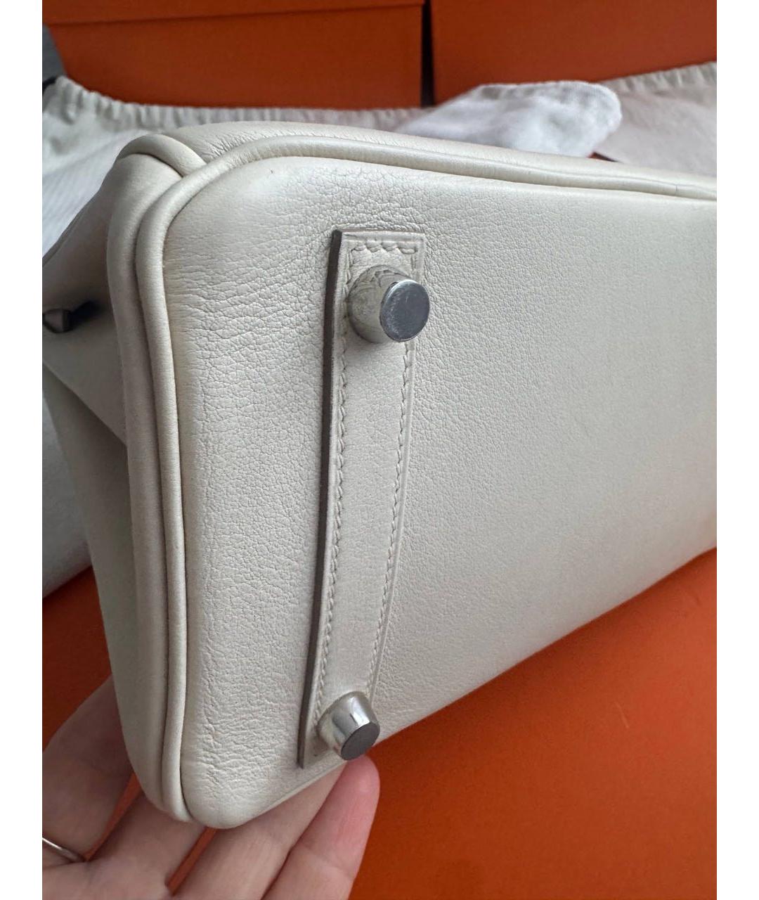 HERMES Бежевая кожаная сумка с короткими ручками, фото 7