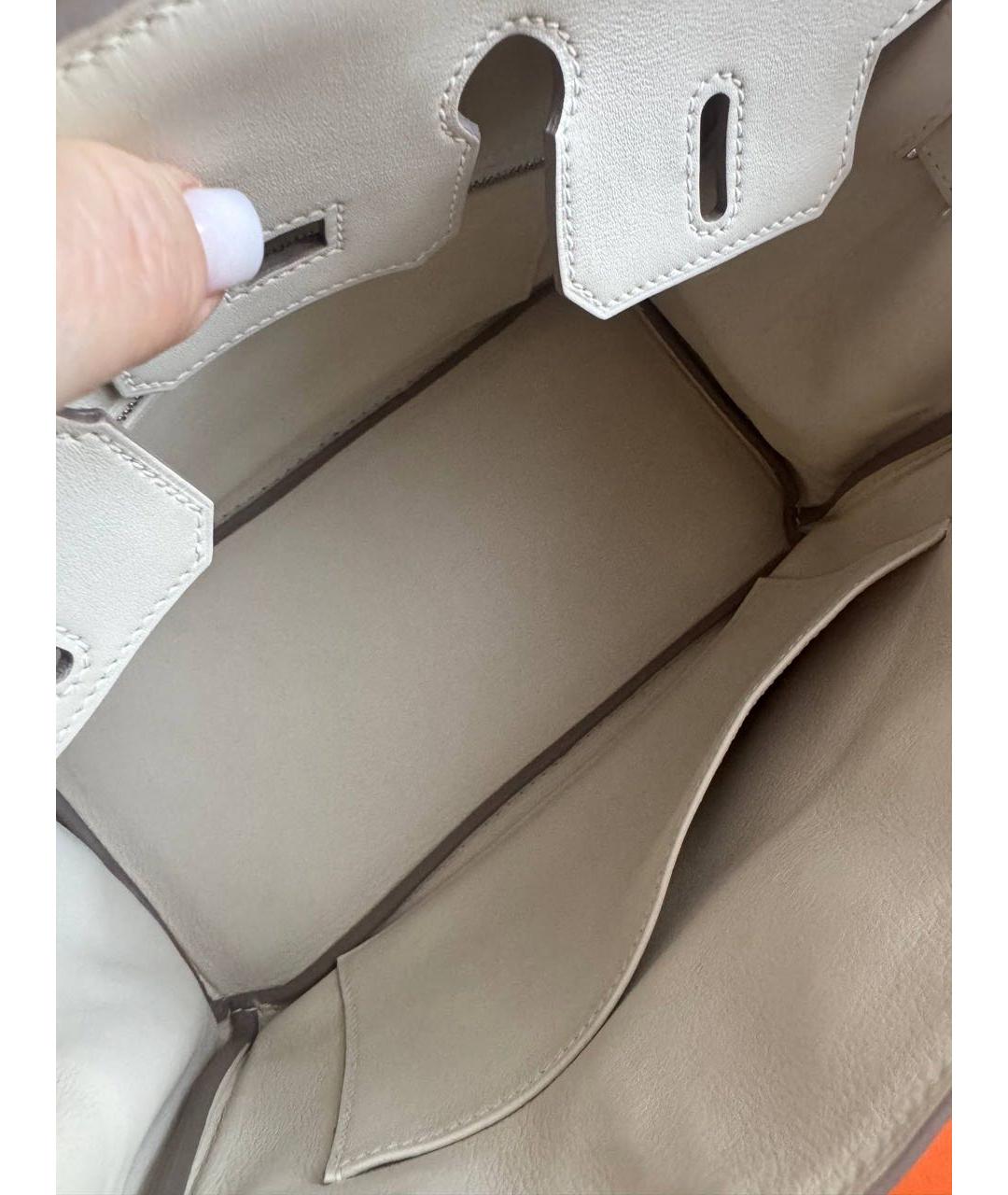 HERMES Бежевая кожаная сумка с короткими ручками, фото 3