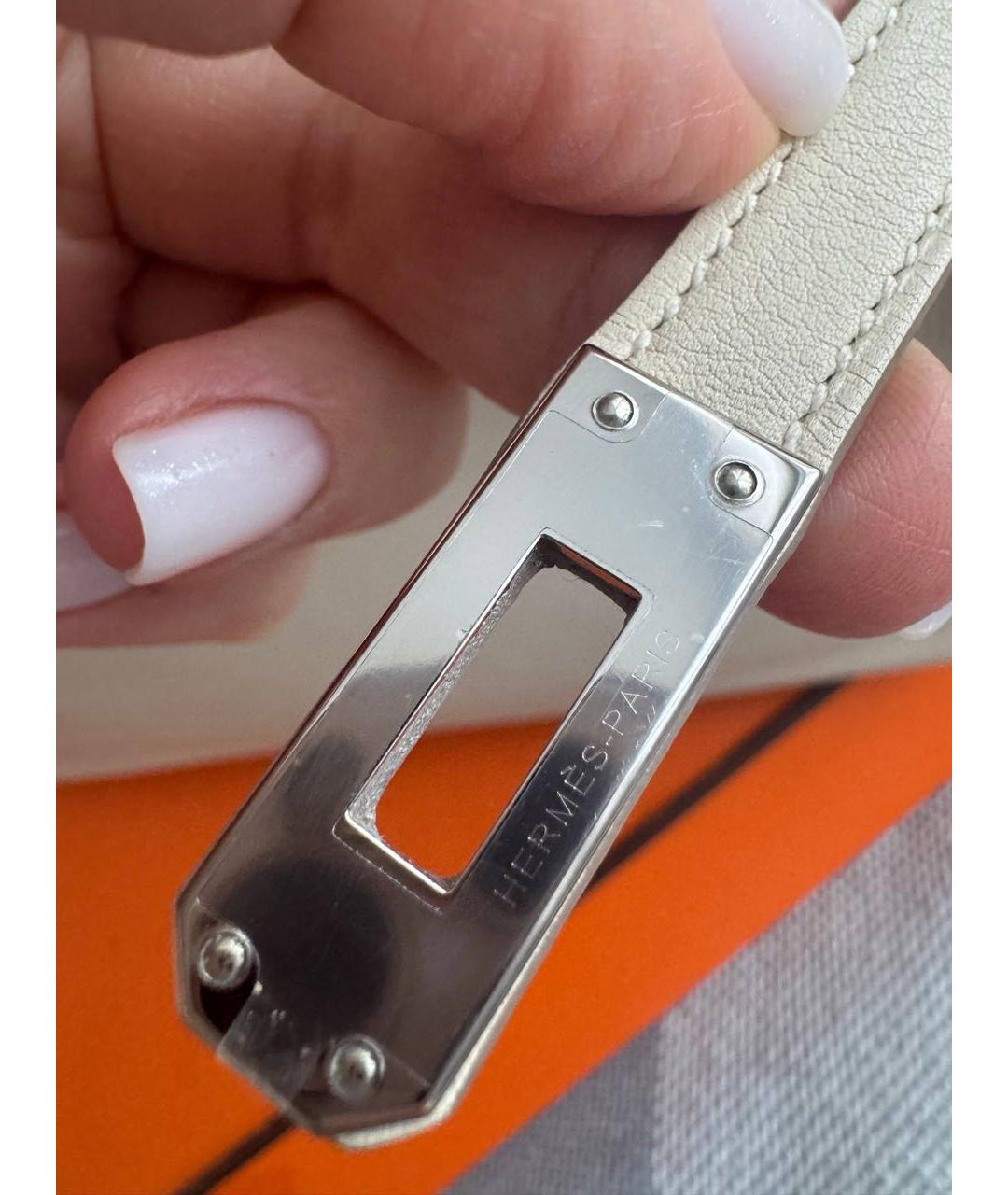 HERMES Бежевая кожаная сумка с короткими ручками, фото 4