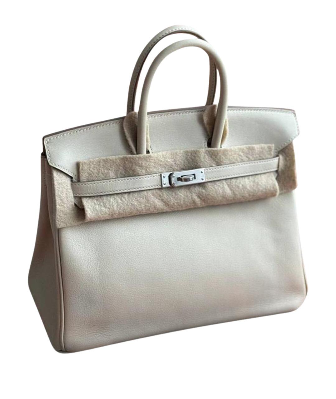 HERMES Бежевая кожаная сумка с короткими ручками, фото 1