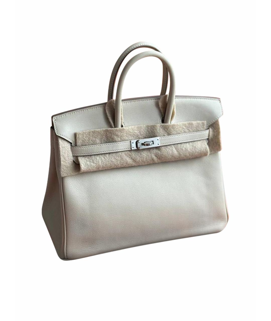 HERMES Бежевая кожаная сумка с короткими ручками, фото 10