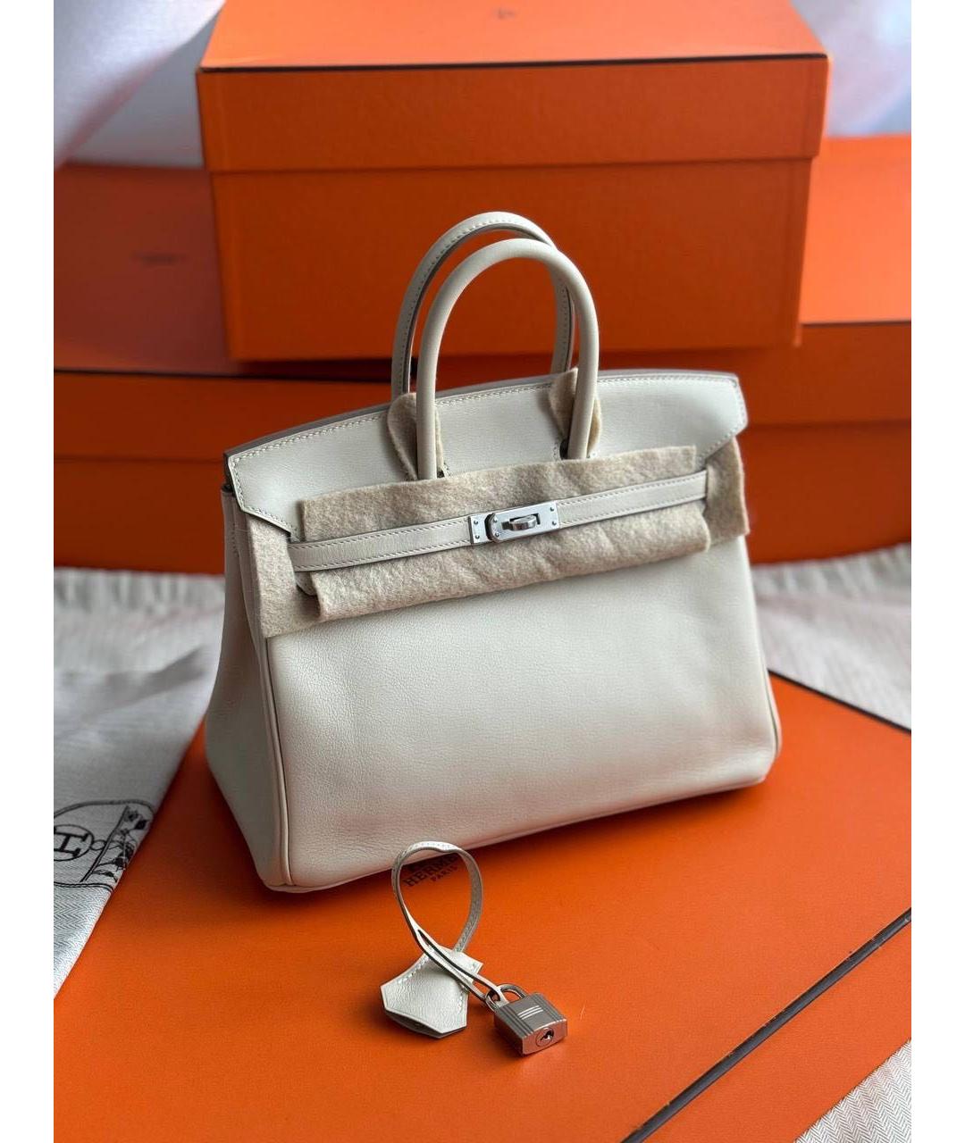 HERMES Бежевая кожаная сумка с короткими ручками, фото 9