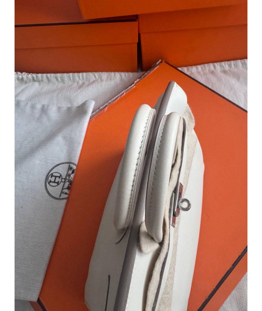 HERMES Бежевая кожаная сумка с короткими ручками, фото 8