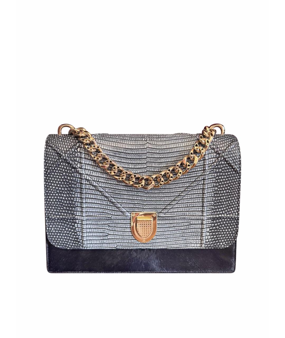 CHRISTIAN DIOR Голубая сумка с короткими ручками из экзотической кожи, фото 1
