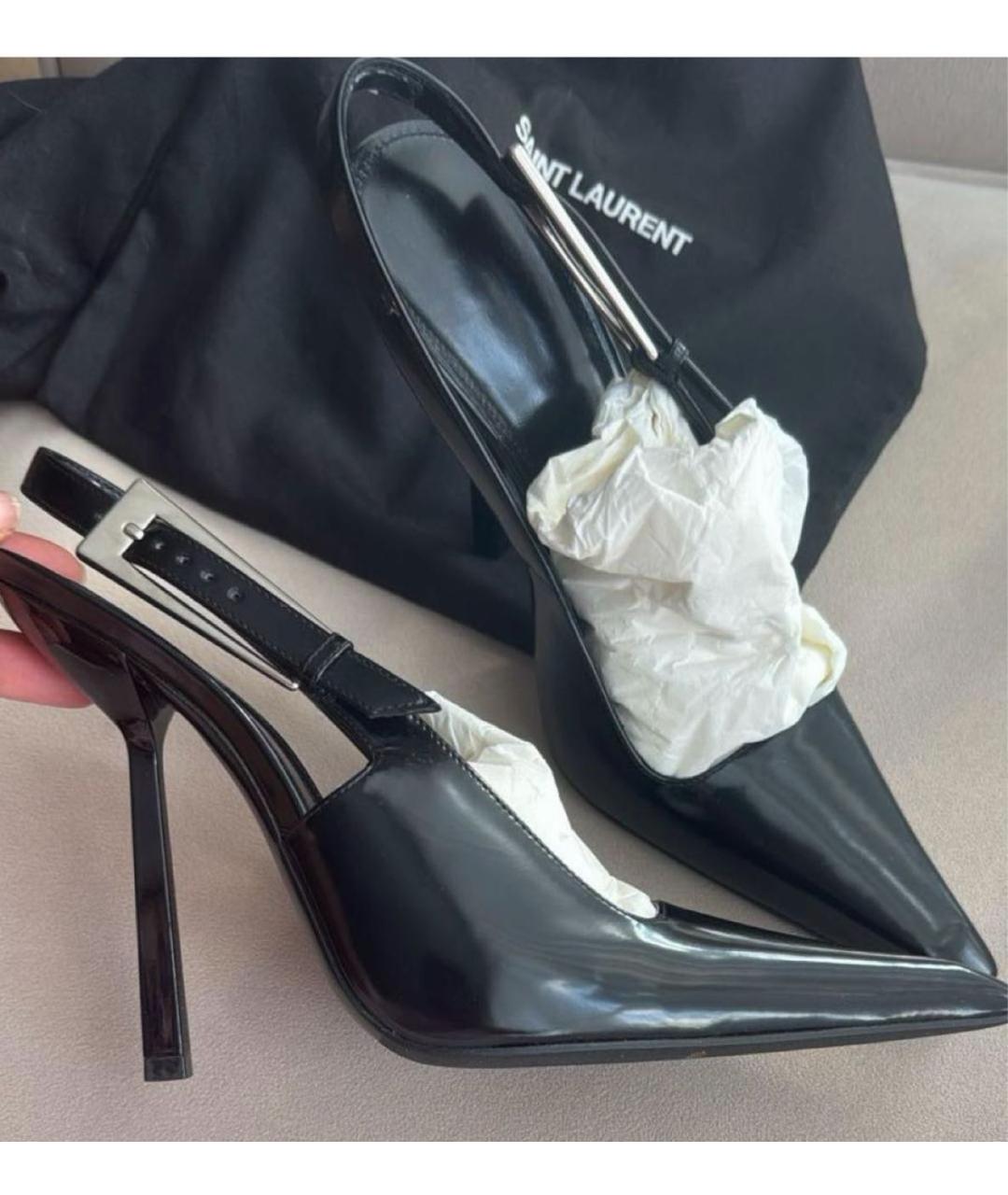 SAINT LAURENT Черные кожаные туфли, фото 2